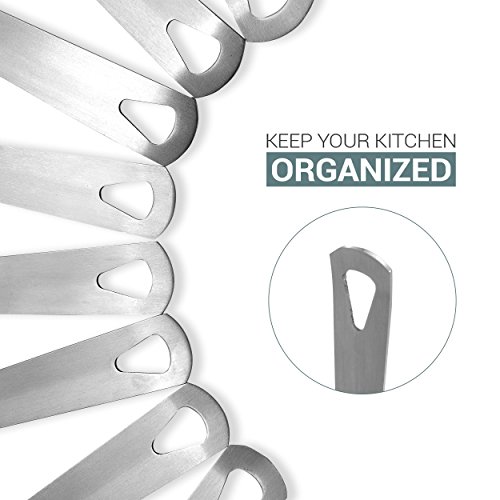 Kitchen Utensil Set 8 Pc by PureLife - Stainless Steel Cooking Set W/Nylon Heat Resistant | Include Spaghetti Server, Potato Masher, Serving Spoon, Turner, Ladle, Skimmer, Spatula & Slotted Spoon