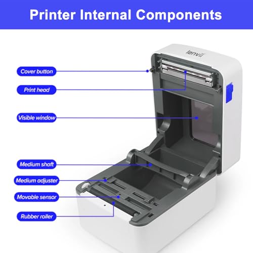 LENVII 2/3/4 Inch Bluetooth Thermal Label Printers | Shipping Labels Printer | 152mm/s High-Speed 203DPI USB Barcode Printer Compatible with Aramex/Noon/Emirates Post | Windows/Mac/Dubai Mall Kiosks