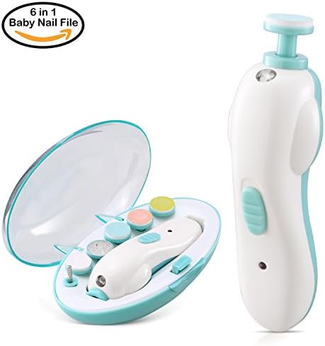 Baby Nail File, [USB Charging] 6 in 1 Baby Nail Clippers/Baby Nail File Electric set/Baby Nail Trimmer with Front Light Quiet&amp;Safety First for Newborn,Toddler,Girls and Mom Toes&amp; Fingernails