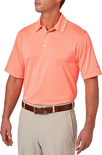 Walter Hagen Men's Stripe Golf Polo (Coral Ember, XL)