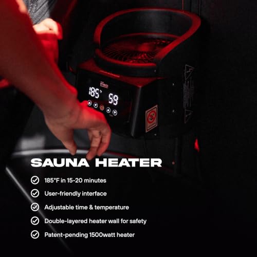 THE POD COMPANY The Sauna Pod - Portable Personal Dry Sauna for Recovery & Wellness - for Athletes & Everyday Users - Includes Red LED Light, Heater & Foldable Chair - Hot Air Technology - Up to 185
