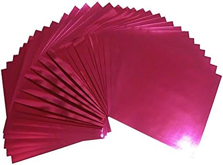 30 Sheets Pack 7.9x7.9inches Large Foil Color Origami Folding Paper, Metallic Color Paper (Pink)