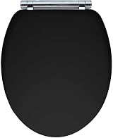 AQUALONA Luxury Soft Touch Slow Close Toilet Seat Black 41x35 cm