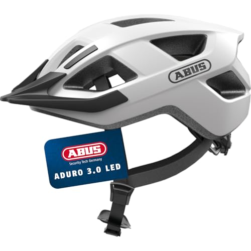 ABUS Fahrradhelm Aduro 3.0 LED, Größe S, Weiß