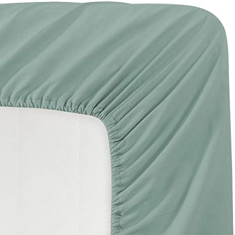 Basic Choice Solid Color Microfiber Deep Pocket Fitted Sheet, Standard 100 by Oeko-Tex, Twin, Spa Blue