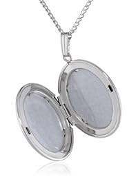 Collar con relicario ovalado de plata esterlina con flores grabadas, 20"