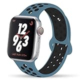YC YANCH Greatou Compatible for Apple Watch Band 38mm/40mm,Silicone Sport Band Replacement Wrist Strap Compatible for iWatch Apple Watch Series 4/3/2/1,Nike+,Sport,Edition,S/M,Celestial Teal Black