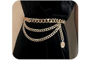 JWICOS Gold Bohemian Layered Waist Chain Belly Chain Belt with Coin Punk Chunky Body Chain for Women and Girls