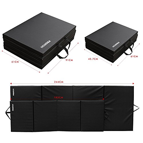 [- PROIRON Gymnastics Exercise Mats & Folding Gym Mat 4-folded Workout Mat with Carry Handle fo