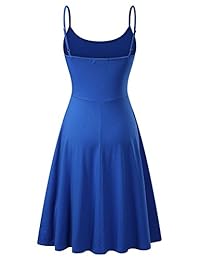 MISSKY Vestido de cuello redondo, sin mangas, ajustable, falda con vuelo, estilo casual swing, para mujer