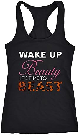Wake Up Beauty It's Time To Beast Racerback Workout Tank Top Shirt