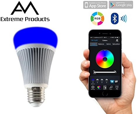 AM Extreme Products #Bestseller Bluetooth Pro-Light 8W Smart LED Light Bulb! Controlled by Smartphone or Tablet including iPhone, iPad and Android. Dimmable with over 16 Million colors to choose from!