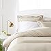 Amazon Brand – Pinzon 400-Thread-Count Pleated Hem Egyptian Cotton Duvet Set - Full/Queen, Parchment