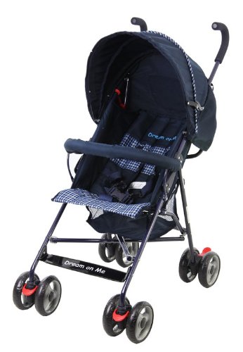 Dream On Me Single Stroller with Large Canopy, Navy