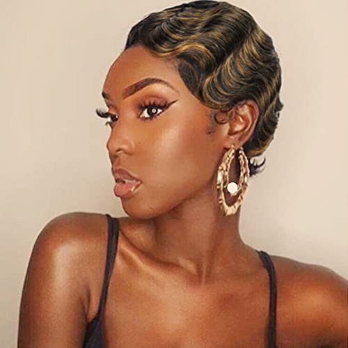 YOLANFAIRY Short Pixie Cut Wigs For Black Women Mommy Wig