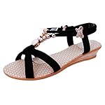 women flat sandals, Mosunx(TM) Women's Summer Sandals Peep-toe Low Roman Flip Flops Sandals (4.5 (BM) US, Black)