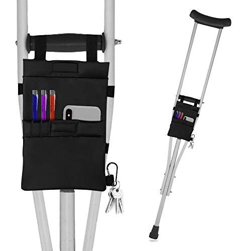 FunCee Crutch Pouch Bag, Lightweight Washable Crutch Storage Bag with 2 Pockets for Phones, Keys, pens, Water Bottle and Even Food Bag