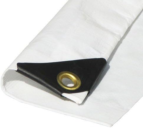 White Waterproof Tarp Tarpaulin Ground Sheet Cover 110GSM Heavy Duty