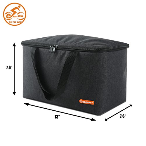 Onway Front handlebar bike basket folding bicycle Lift-Off Basket with Carrier tote Basket liner Bag, brown/black - Thumbnail 3