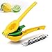 Adoric Top Rated Premium Metal Lemon Lime Manual Juicer, 2-in-1 Lime Lemon Juice Squeezer with One Zester (Peeler) Included. Easy Step to Enjoy Cooking, Baking, Drinking (Yellow + Green)