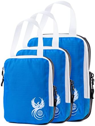 Blue Luggage Travel Organizers with Compression Zipper For More Storage - 3 Piece Set