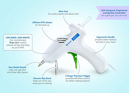 Award-Winning AdTech W9202 Drip-Less Mini Size High Temp Hot Glue Gun - Up To 90% Less Drips & Strings