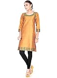 IndusDiva Women's Gold Silk Cotton Straight Cut Kurti