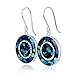 Shades of Blue Gemstone Earrings Unique Round Cluster 925 Sterling Silver with Resin Enamel Coating