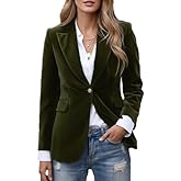 Women's Velvet Blazer Single Button Suit Jacket Long Sleeve Collared Blazer Casual Formal Outerwear