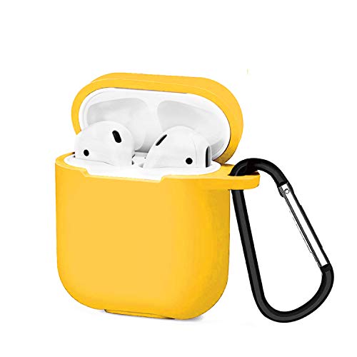 Waterproof Felicey AirPods Case Protective Silicone Cover and Skin for Apple Airpods with Airpods Ear Hook/Airpods Rope/Skin (Lemon Yellow)