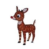 ProductWorks 26-Inch Pre-Lit Rudolph The Red-Nosed Reindeer Soft Tinsel Christmas Yard Decoration, 100 Lights