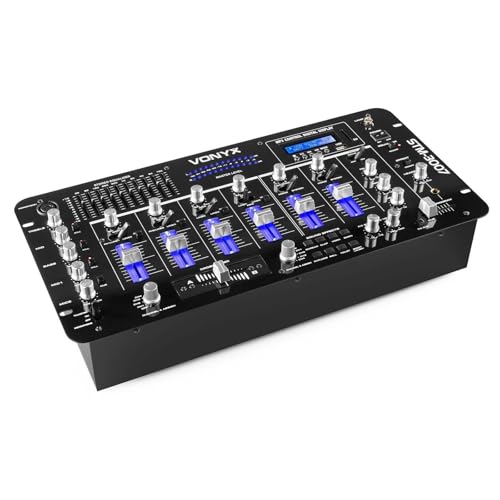 Skytec Stm-3007 Table De Mixage Dj - 6 Canaux, 19 Pouces, Fonction Bluetooth, 8 Effets Sonores, Usb Sd Mp3, Egaliseur 10 Bandes, Chants et Dj, Echo, Fonctionnalité Micro, Enregistreur