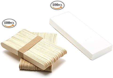 Joycoo Waxing Spatulas Non-Woven Epilating Cloths Wooden Disposable Smooth Betily Wax for Removing Hair Tool Wooden Toungue Depressors Lollipop Sticks