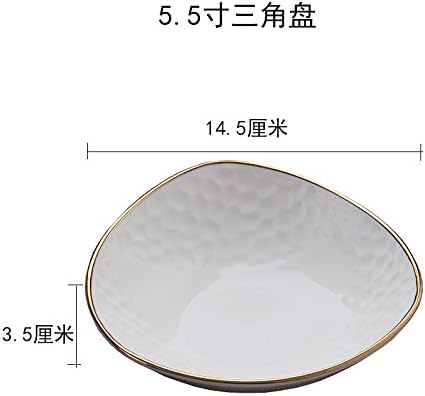Bezigeorey Bone China Tableware Handtracing Household Ceramic Bowl Triangular Relief Phnom Penh,5.5 Inch Triangular Bowl