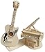 MICHLEY 3D Wooden Construction Jigsw Puzzle Kid Educational Woodcraft DIY Kit Toy Simulation Models Piano and Guitar