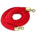 5 Feet Red Velvet Rope for Stanchion Stands Amazing for Crowd Control, Works as a Barrier for a VIP Party Brass Gold Color Plated Hooks