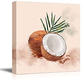 Canvas Wall Art Beautiful Fruits Coconut Painting Artwork for Home Prints Framed - 12x12 inches