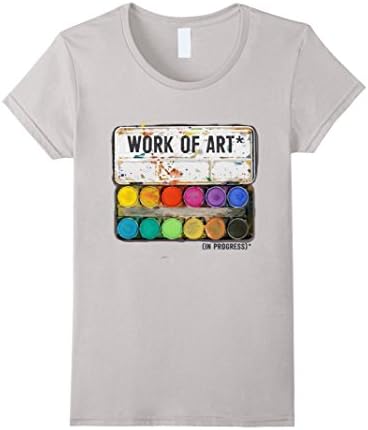 Womens "Work of Art in Progress" T shirt Tee, Perfect Artist Gift Medium Silver