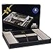 Baoyun Leather Nightstand Organizer for Men, Mens Valet Tray and Dresser Top Caddy for Watch Phone Jewelry Key Wallet 6 Compartments Mens Dresser Organizer Tray(Brown)