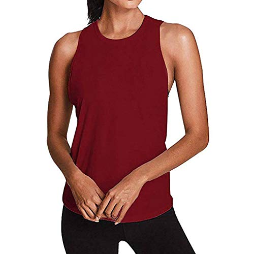 Inverlee Women Activewear Sexy Open Back Yoga Shirt Workout Sports Gym Tank Tops Vest Red - Thumbnail 2