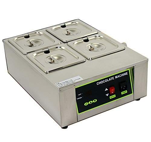NEWTRY Digital 17.6lbs Capacity 4 Pots Electric Chocolate Melting Machine Temperature Adjustable 1000W Commercial Chocolate Tempering Machine Melter Pot Heater (110V)