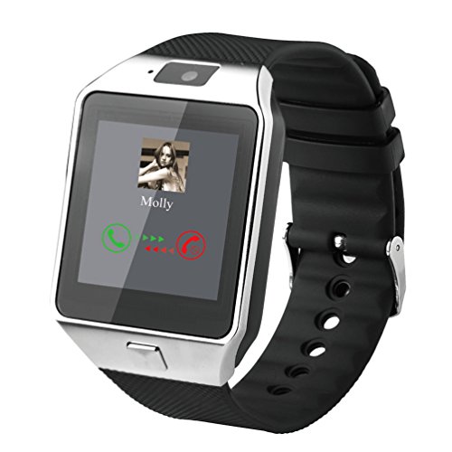 Smartwatch, Bluetooth Smart Watch and Unlocked Watch Cell Phone all in one for Android Smartphones Samsung Sony LG and IOS iPhoneâ€“Silver