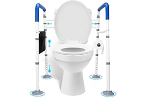 Toilet Safety Rails, Toilet Handle for the Elderly Senior Adults Disabled, Adjustable, Toilet Riser with Handles, Removable F