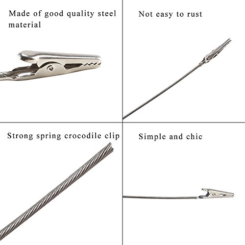image for ManYee 50 Pcs Wire Card Holder Metal Wire Alligator Clamp Clips Long-T