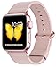 JSGJMY Compatible with Apple Watch Band Women Genuine Leather Replacement Strap for Iwatch Series 5 4 3 2 1 Sport Edition (Soft Pink/Rose Gold Aluminum, 42mm 44mm M/L)