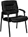 Flash Furniture Haeger Black LeatherSoft Executive Side Reception Chair with Titanium Gray Powder Coated Frame