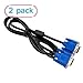 DTOL SHUS712 VGA Male to VGA Male Cable VGA Standard 15Pin Cable Monitor Cable About 5 Feet Support VGA SVGA XGA SXGA Uxga 2 Pack, Black