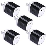 USB Wall Plug 5 Pack, UorMe 1Amp 5V Single Port USB Power Adapter Charger Plug Cube Block Box Compatible with Phone Xs XR X 8 7 6S 6 Plus 5, Samsung S10 S9 S8 Note 9 8 S7, LG, Nexus, Moto, BlackBerry