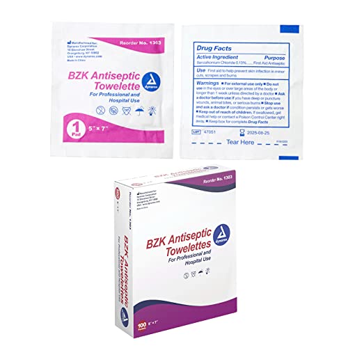 Dynarex BZK Antiseptic Towelettes, Moist Sanitizing Towelettes Designed