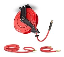 TEKTON 46875 50-Foot by 3/8-Inch I.D. Air Hose Reel, 10-Foot Rubber Lead-In, and 3-Foot Rubber Whip Air Hose (250 PSI)